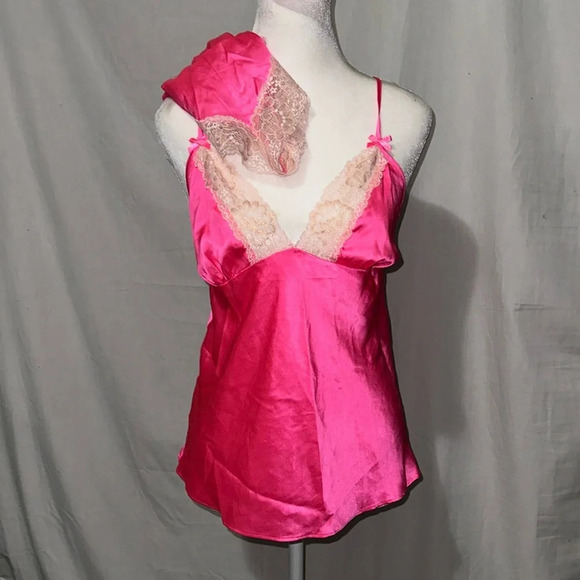 Victoria's Secret Other - Victoria's Secret pink satin & cream lace lingerie set size large